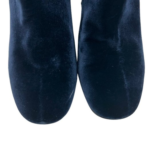 Stuart Weitzman Bacari Navy Velvet Pearl Heeled Boots - Picture 5 of 12